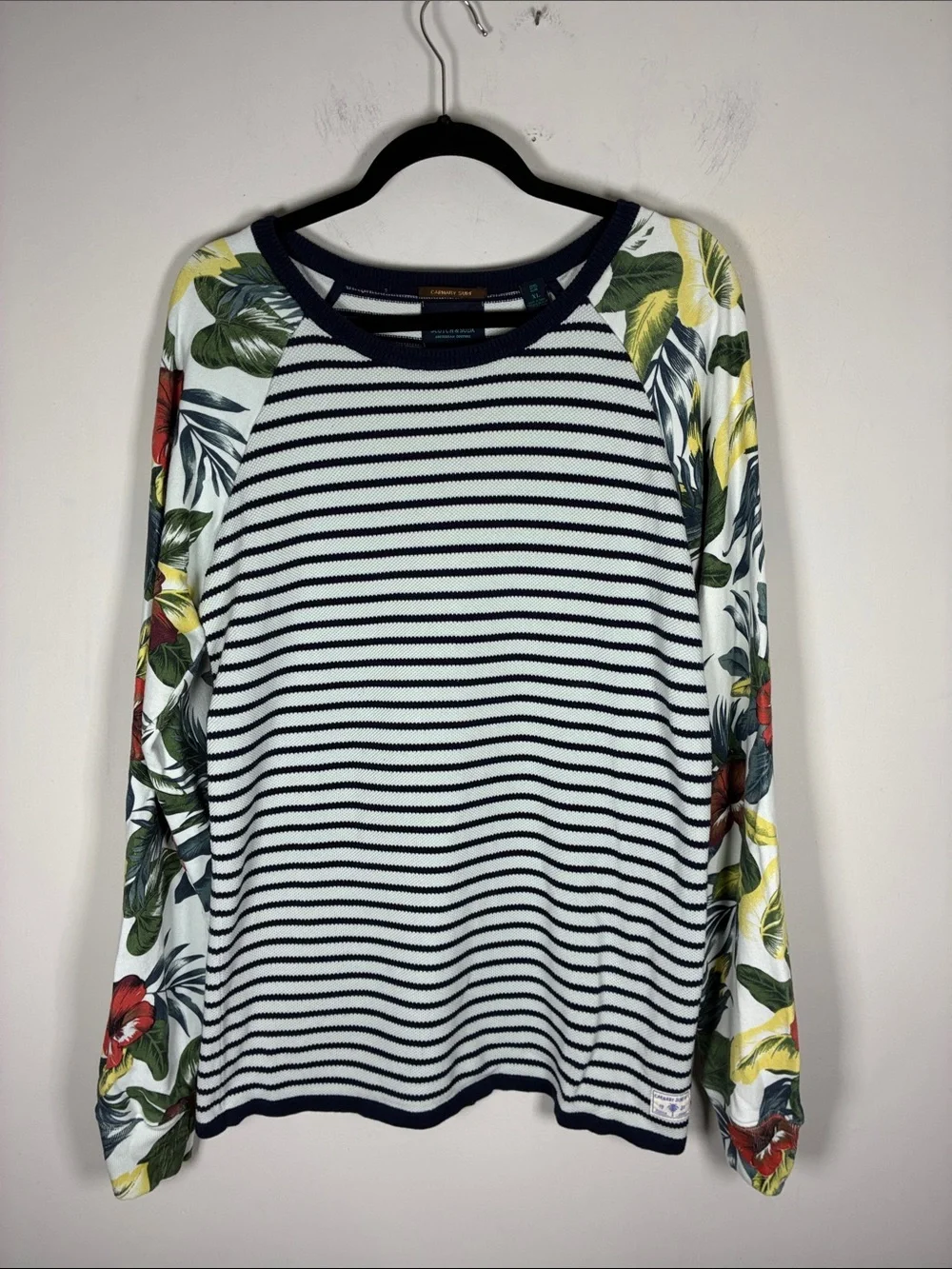 Scotch & Soda Carnaby Surf XL Tropical Sleeve Navy Stripe Knit Top